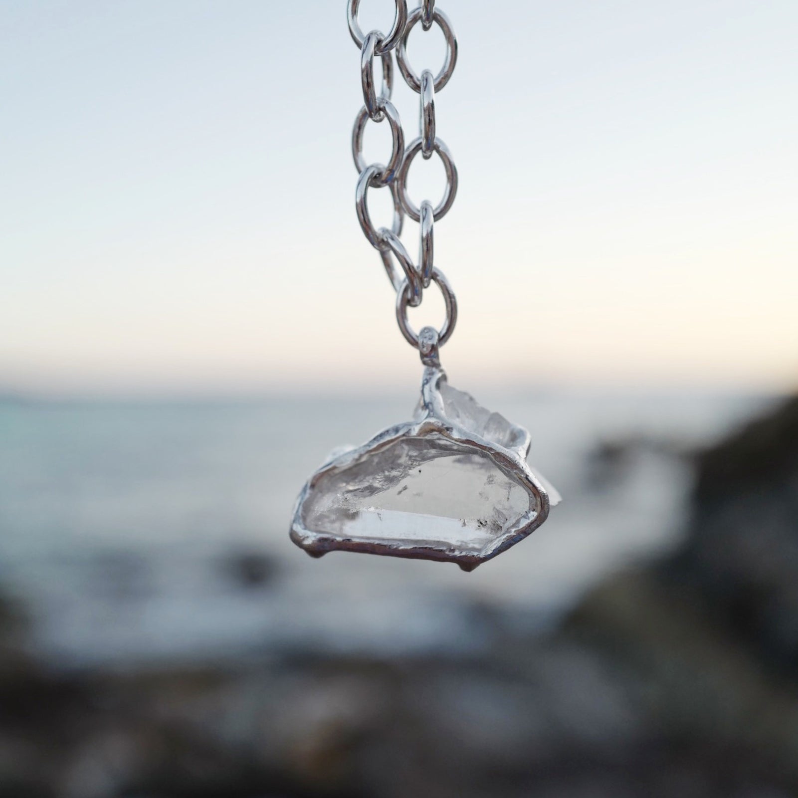 No.16 Silver Rock Crystal Pendant Sylt Chain Necklace