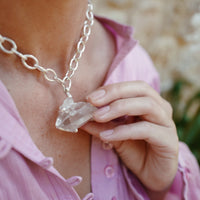 No.16 Silver Rock Crystal Pendant Sylt Chain Necklace