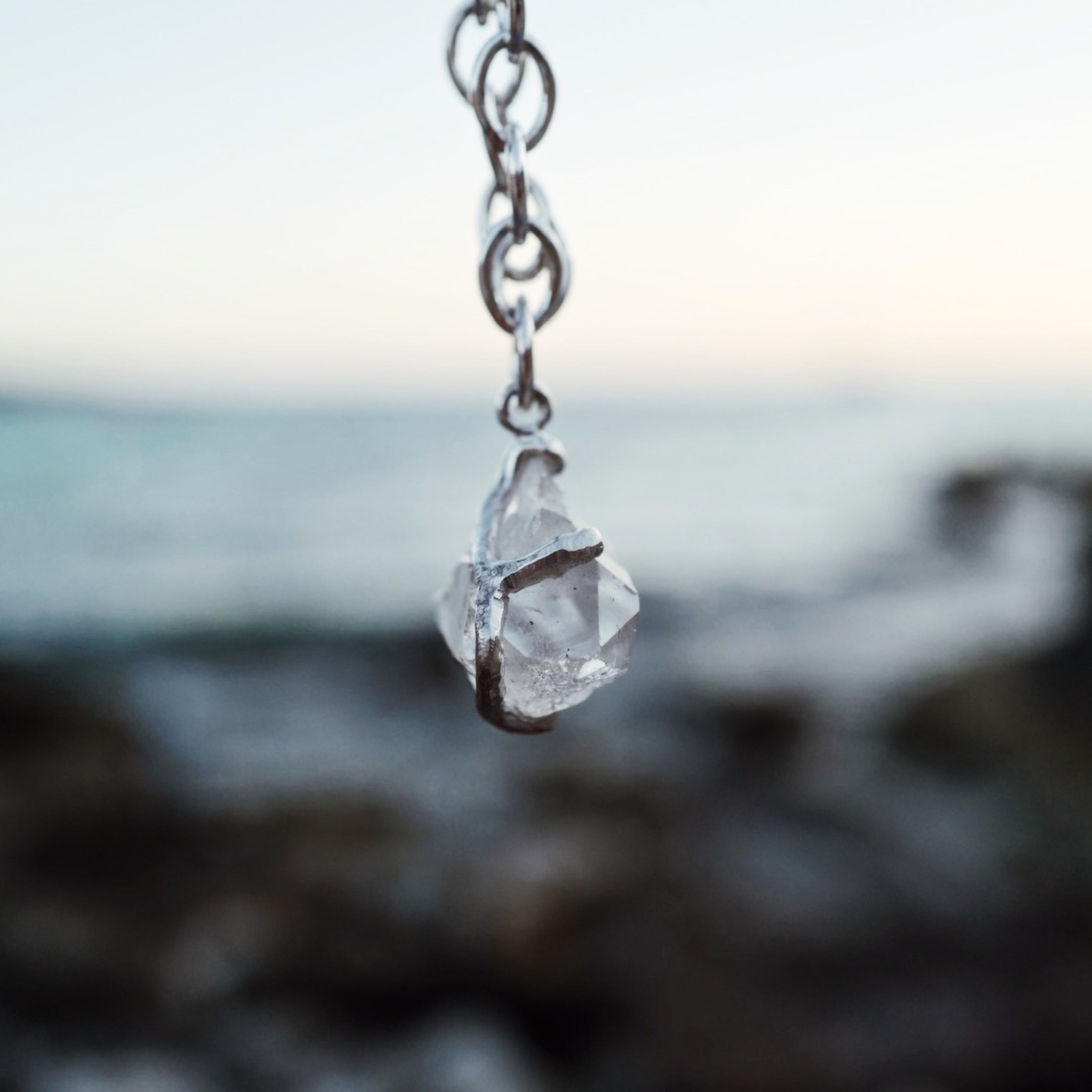 No.16 Silver Rock Crystal Pendant Sylt Chain Necklace