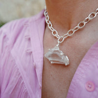No.16 Silver Rock Crystal Pendant Sylt Chain Necklace