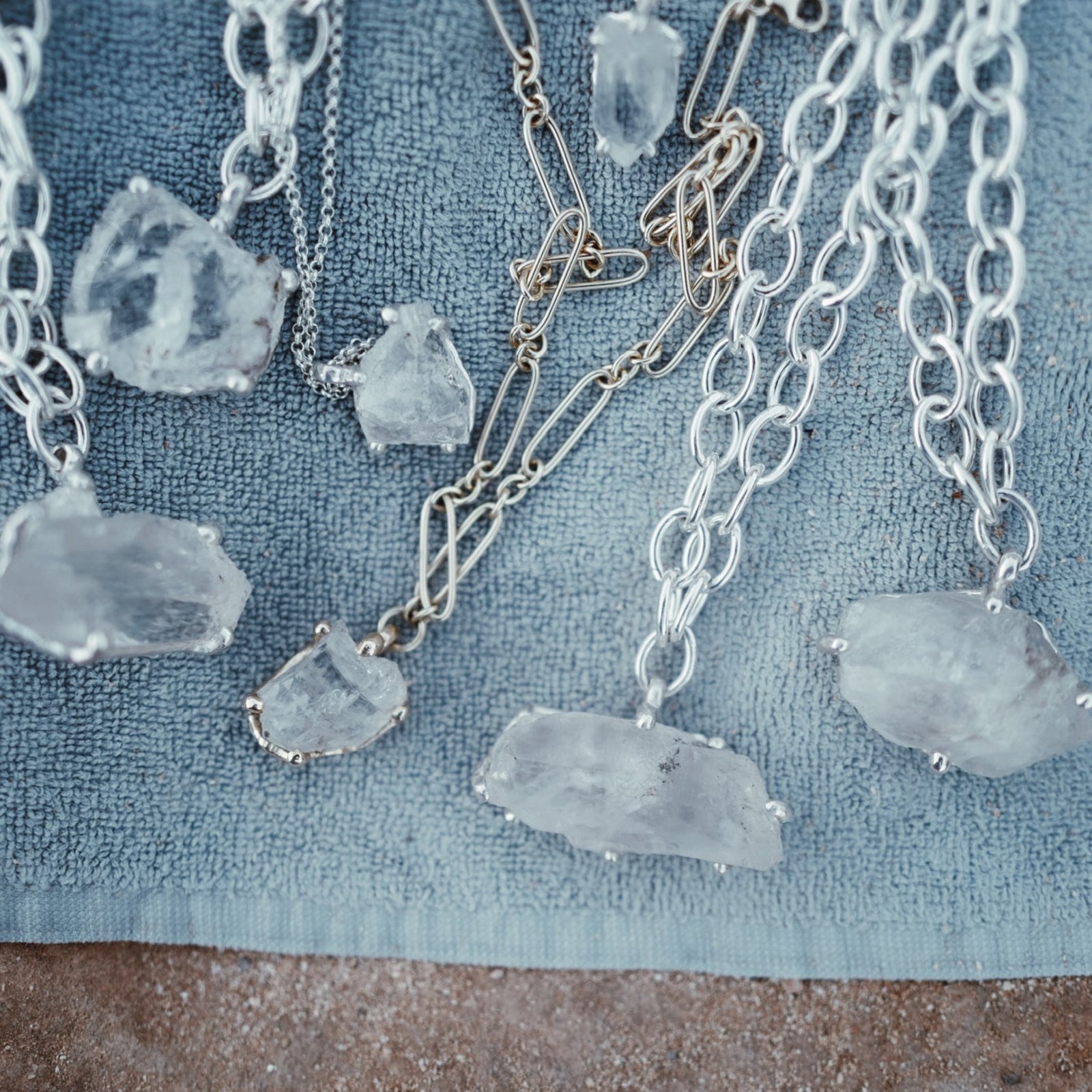 No.16 Silver Rock Crystal Pendant Sylt Chain Necklace