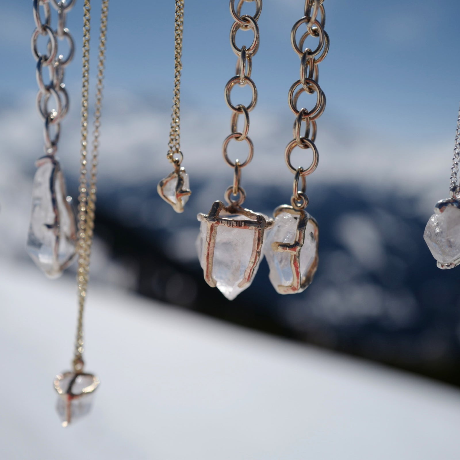 No.15 Gold Rock Crystal Pendant Necklace