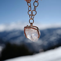 No.1 Gold Rock Crystal Pendant Handmade Chain Necklace