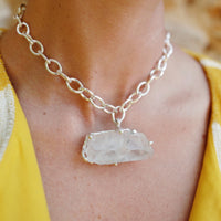 No.17 Silver Rock Crystal Pendant Sylt Chain Necklace