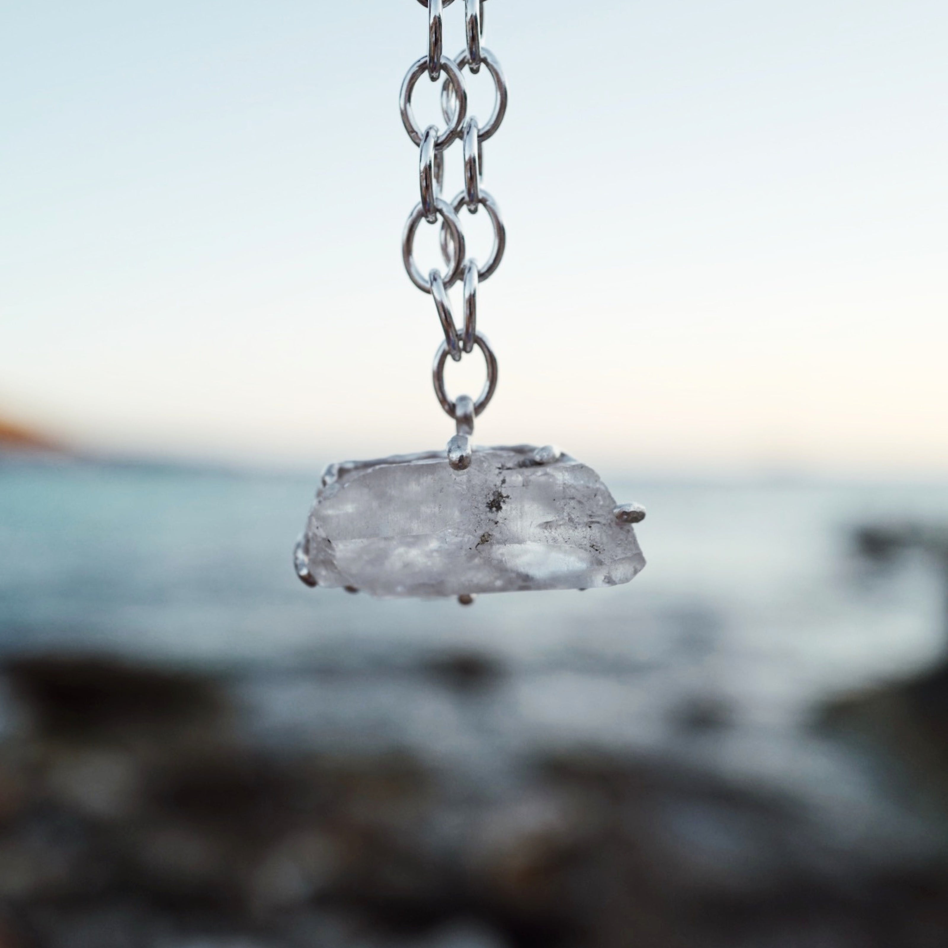 No.17 Silver Rock Crystal Pendant Sylt Chain Necklace