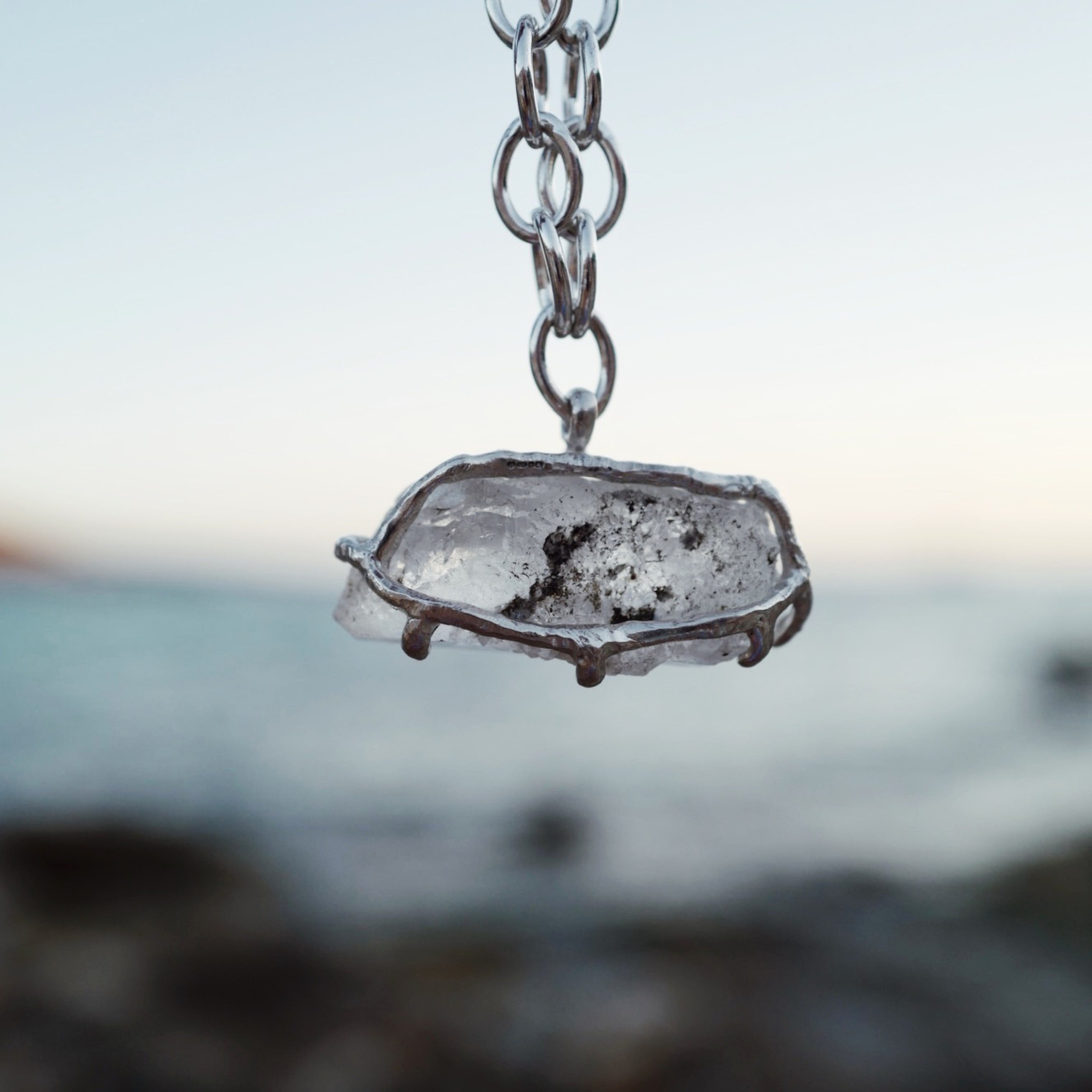 No.17 Silver Rock Crystal Pendant Sylt Chain Necklace
