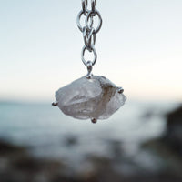 No.18 Silver Rock Crystal Pendant Sylt Chain Necklace