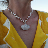 No.18 Silver Rock Crystal Pendant Sylt Chain Necklace