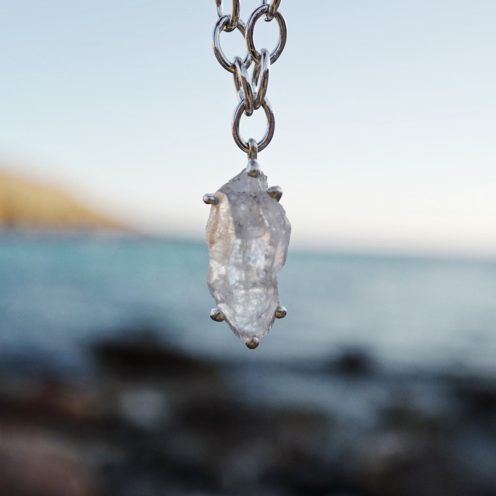 No.19 Silver Rock Crystal Pendant Sylt Chain Necklace