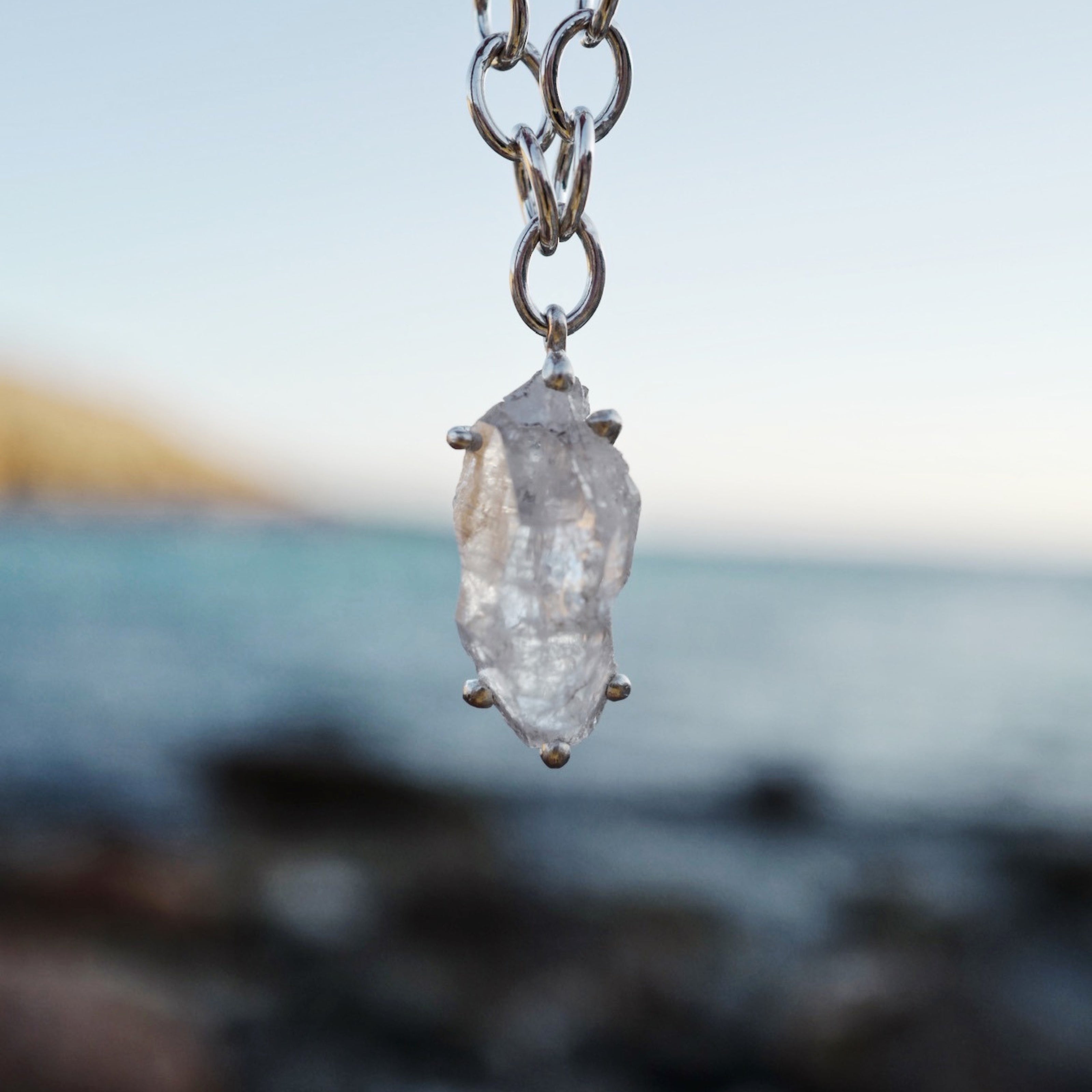 No.19 Silver Rock Crystal Pendant Sylt Chain Necklace