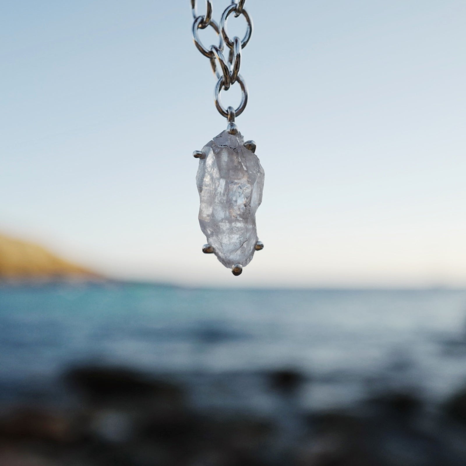 No.19 Silver Rock Crystal Pendant Sylt Chain Necklace