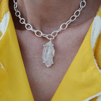 No.19 Silver Rock Crystal Pendant Sylt Chain Necklace