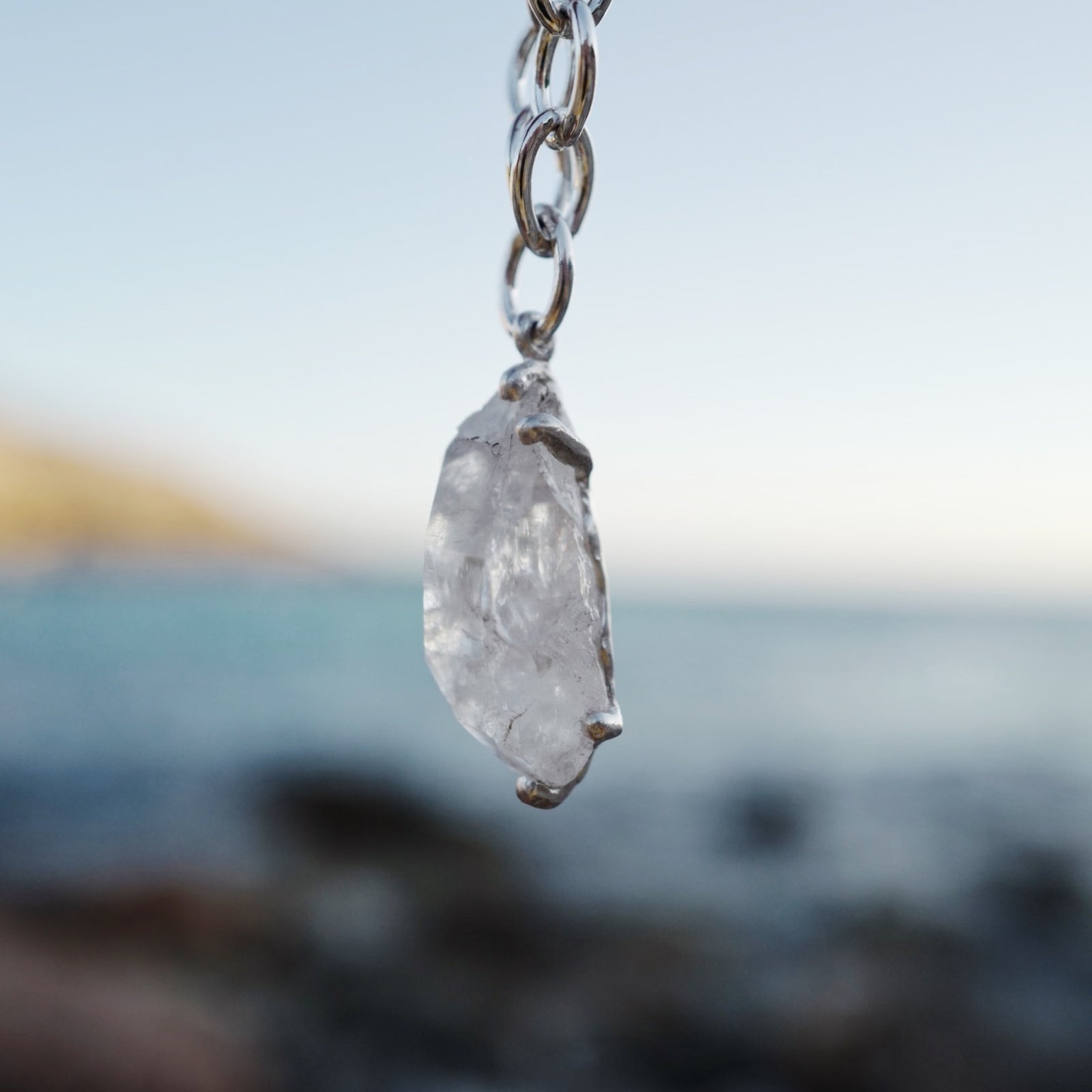 No.19 Silver Rock Crystal Pendant Sylt Chain Necklace