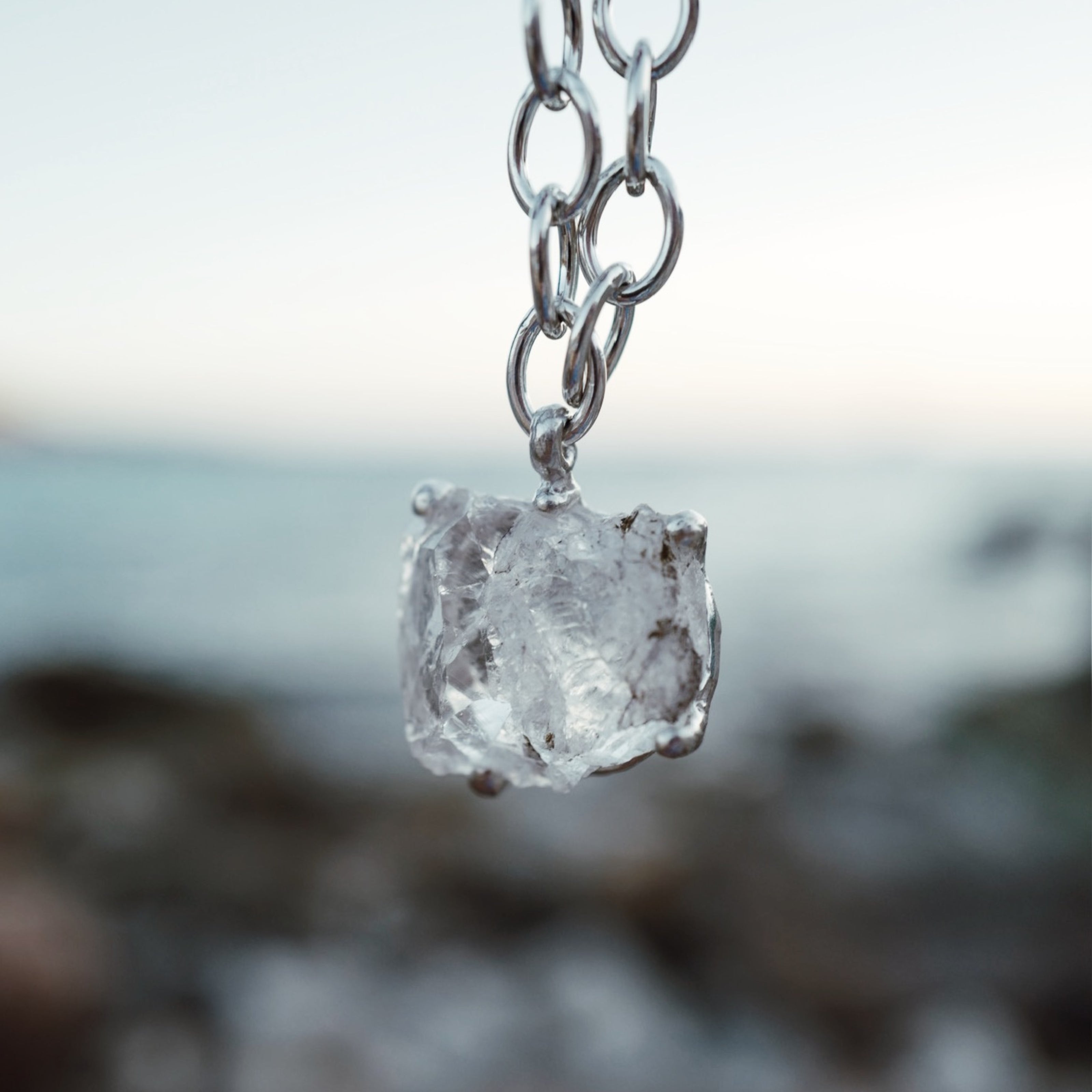 No.23 Silver Rock Crystal Pendant Sylt Chain Necklace