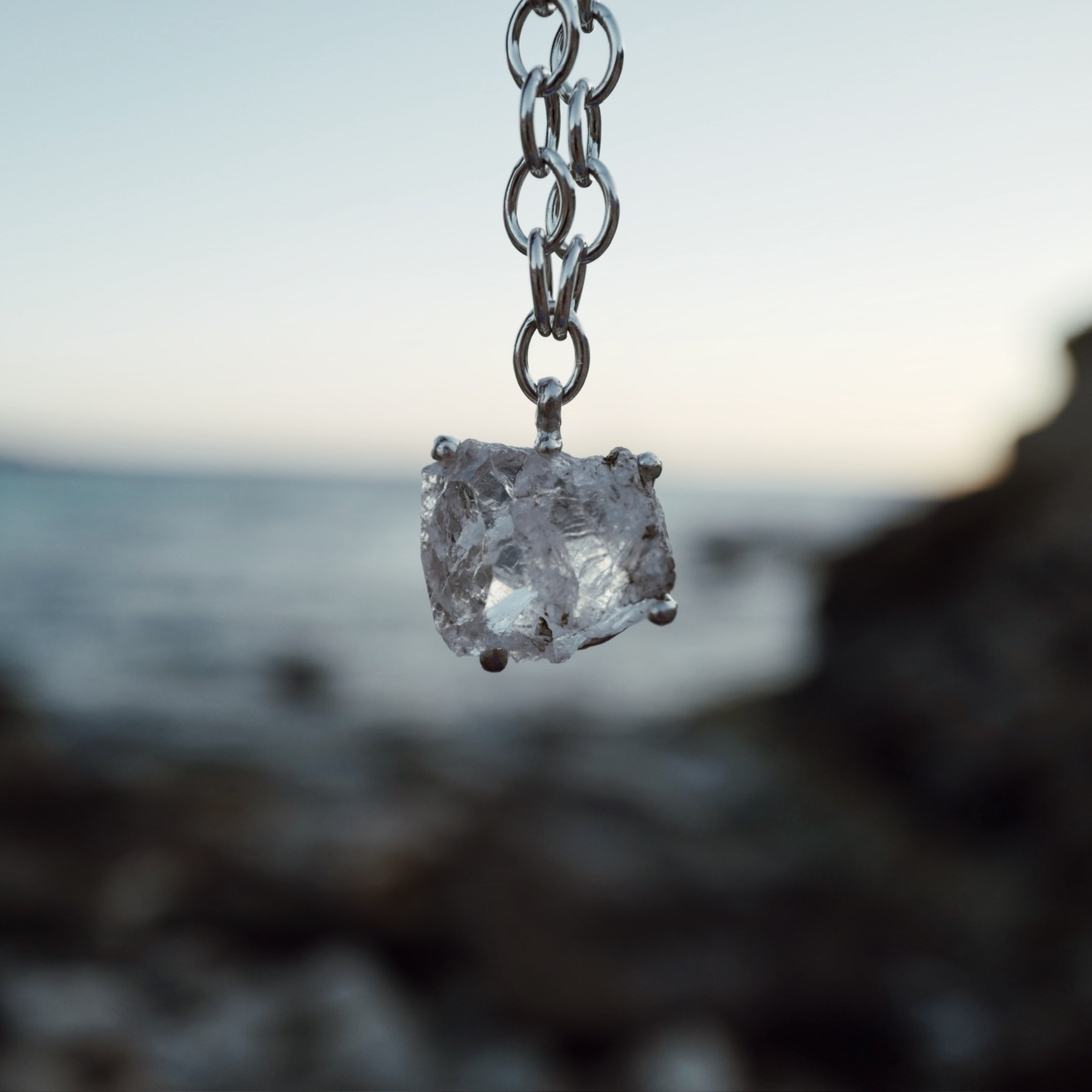 No.23 Silver Rock Crystal Pendant Sylt Chain Necklace