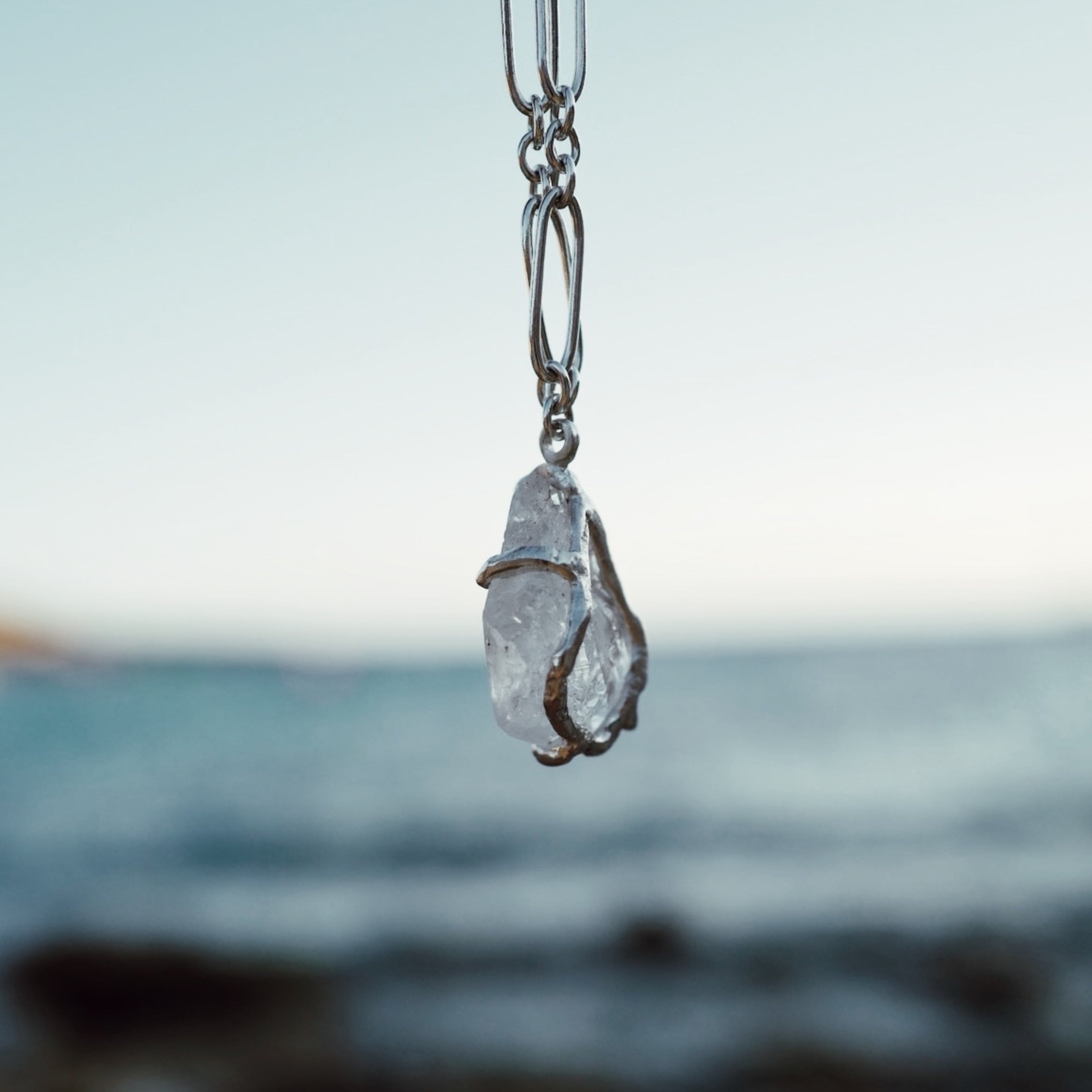 No.24 Silver Rock Crystal Pendant Necklace