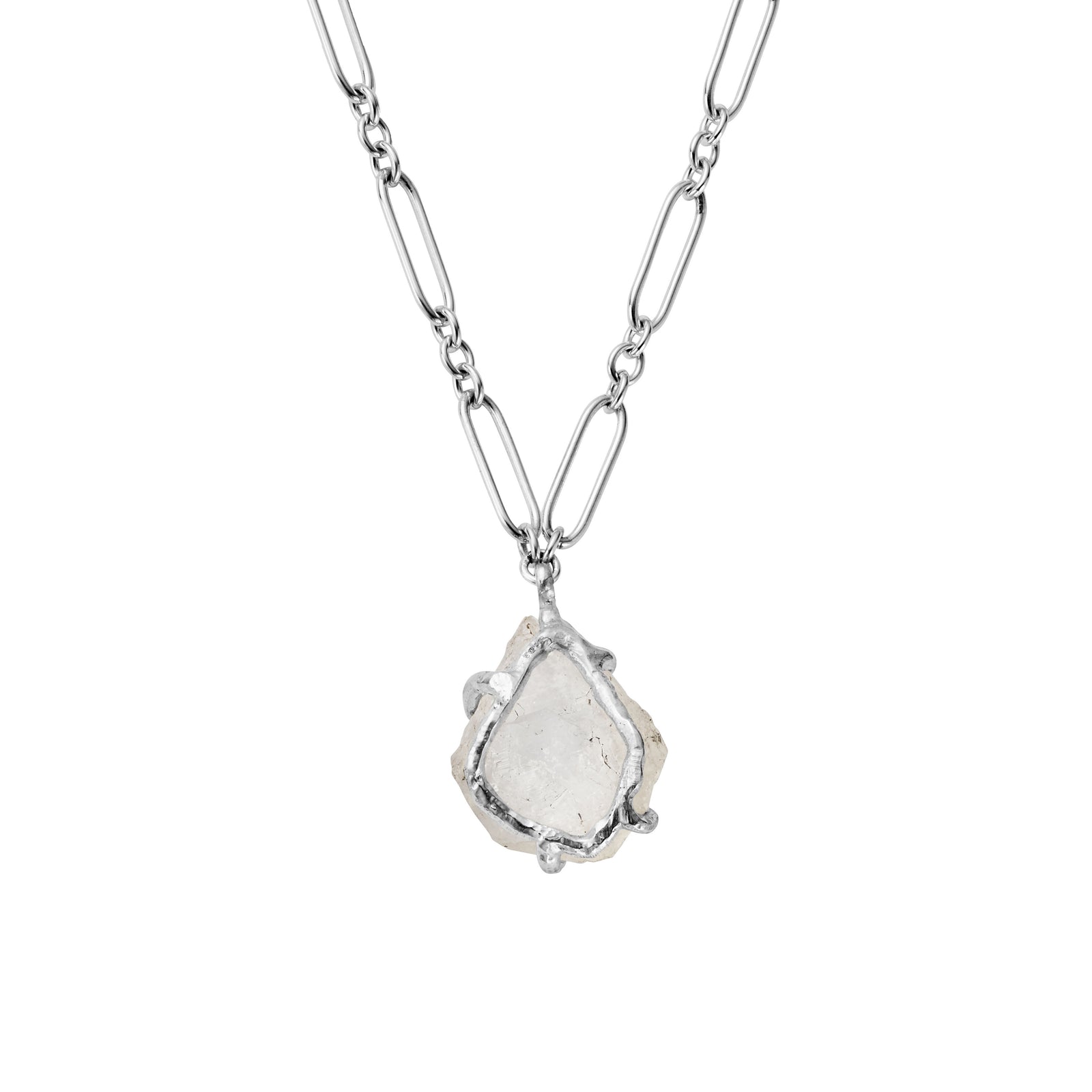 No.24 Silver Rock Crystal Pendant Necklace