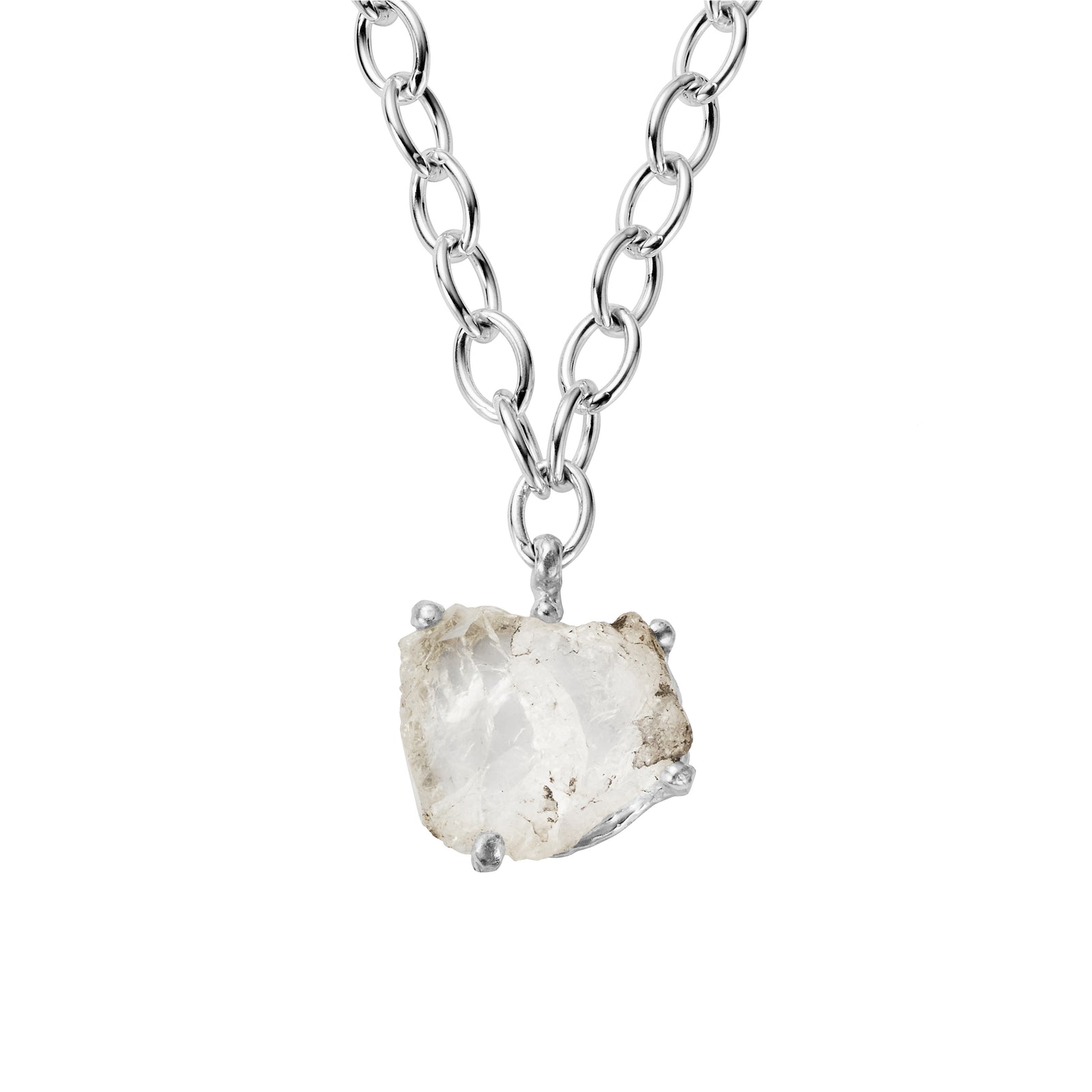 No.23 Silver Rock Crystal Pendant Sylt Chain Necklace