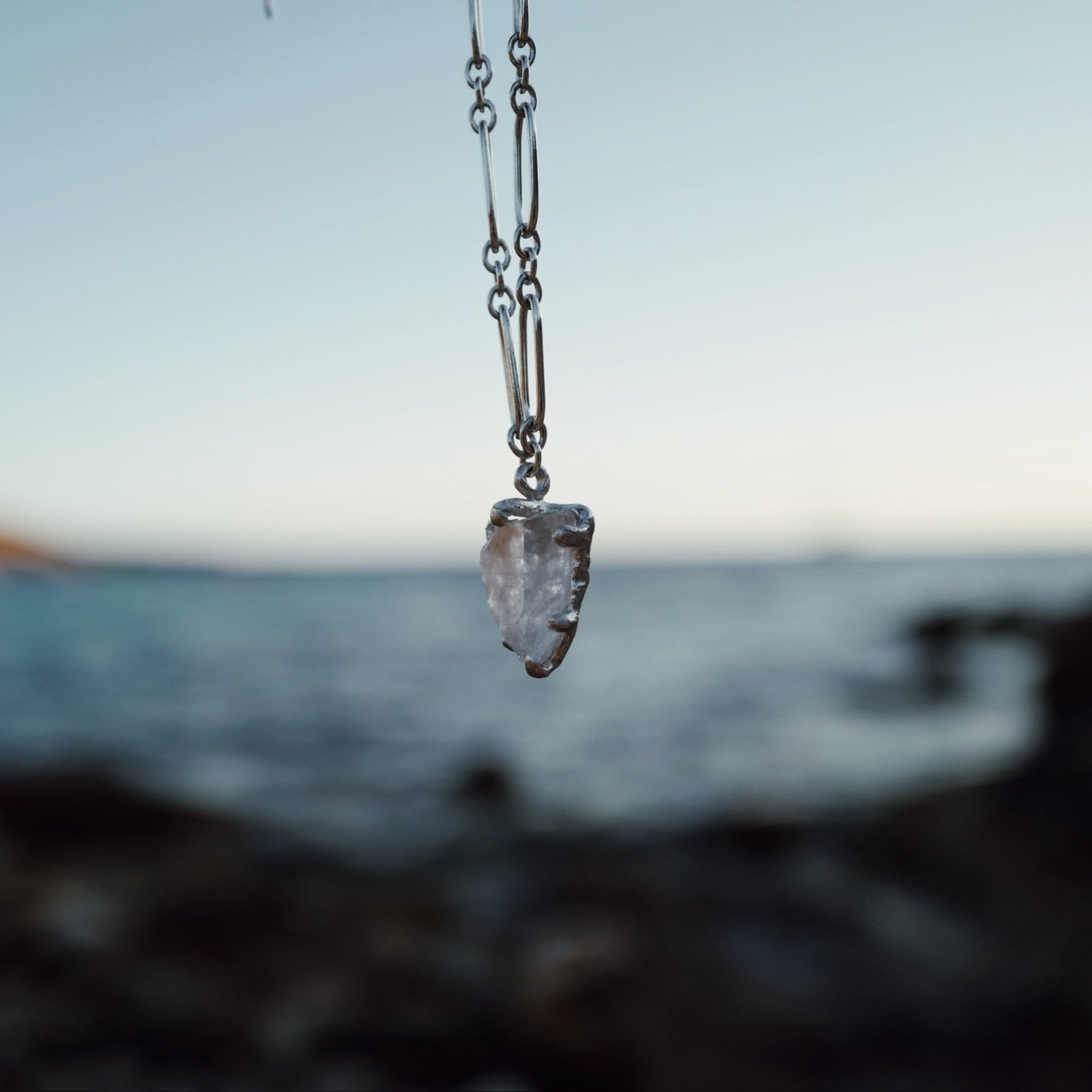 No.26 Silver Rock Crystal Pendant Necklace