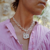 No.23 Silver Rock Crystal Pendant Sylt Chain Necklace
