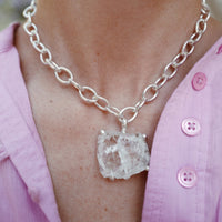 No.23 Silver Rock Crystal Pendant Sylt Chain Necklace