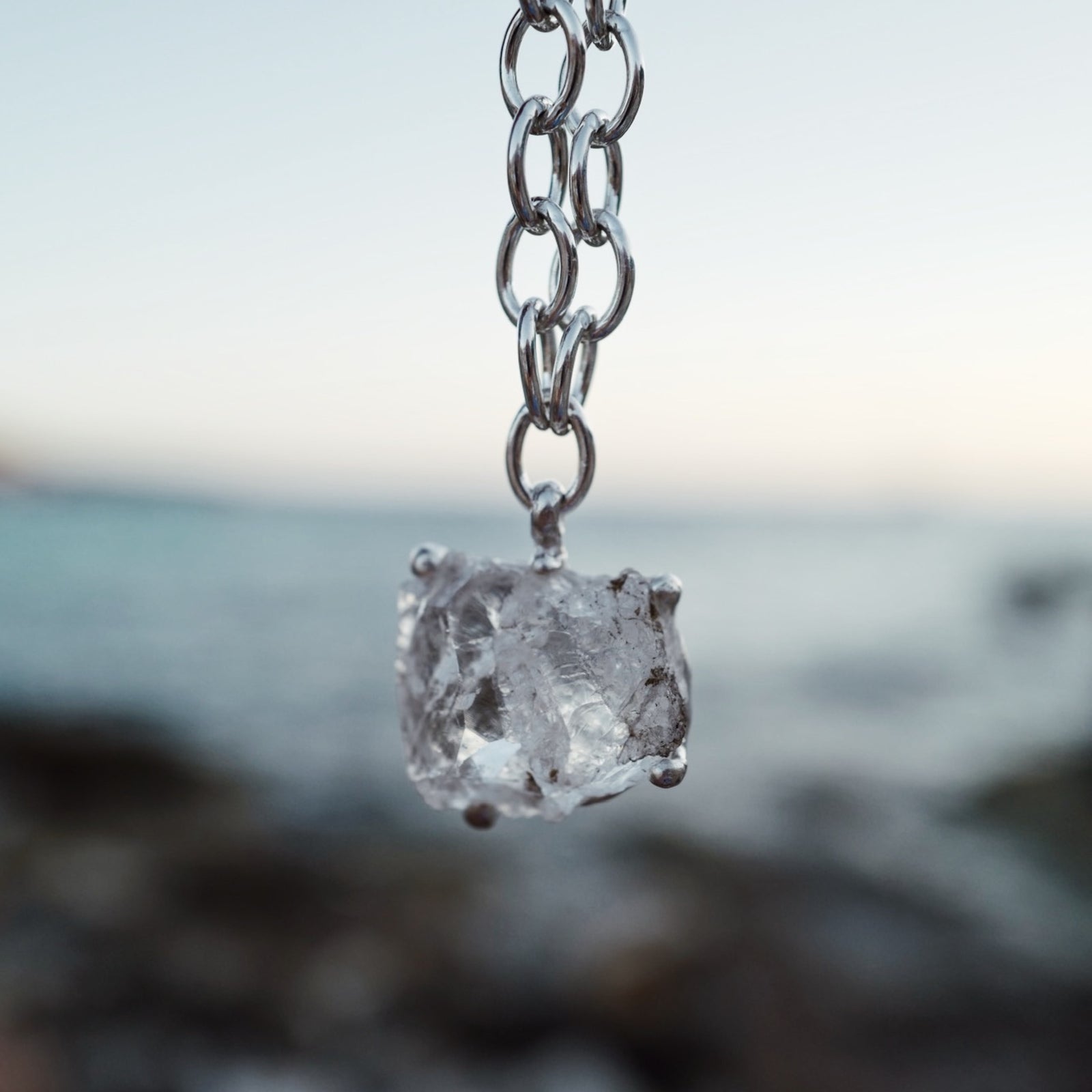 No.23 Silver Rock Crystal Pendant Sylt Chain Necklace