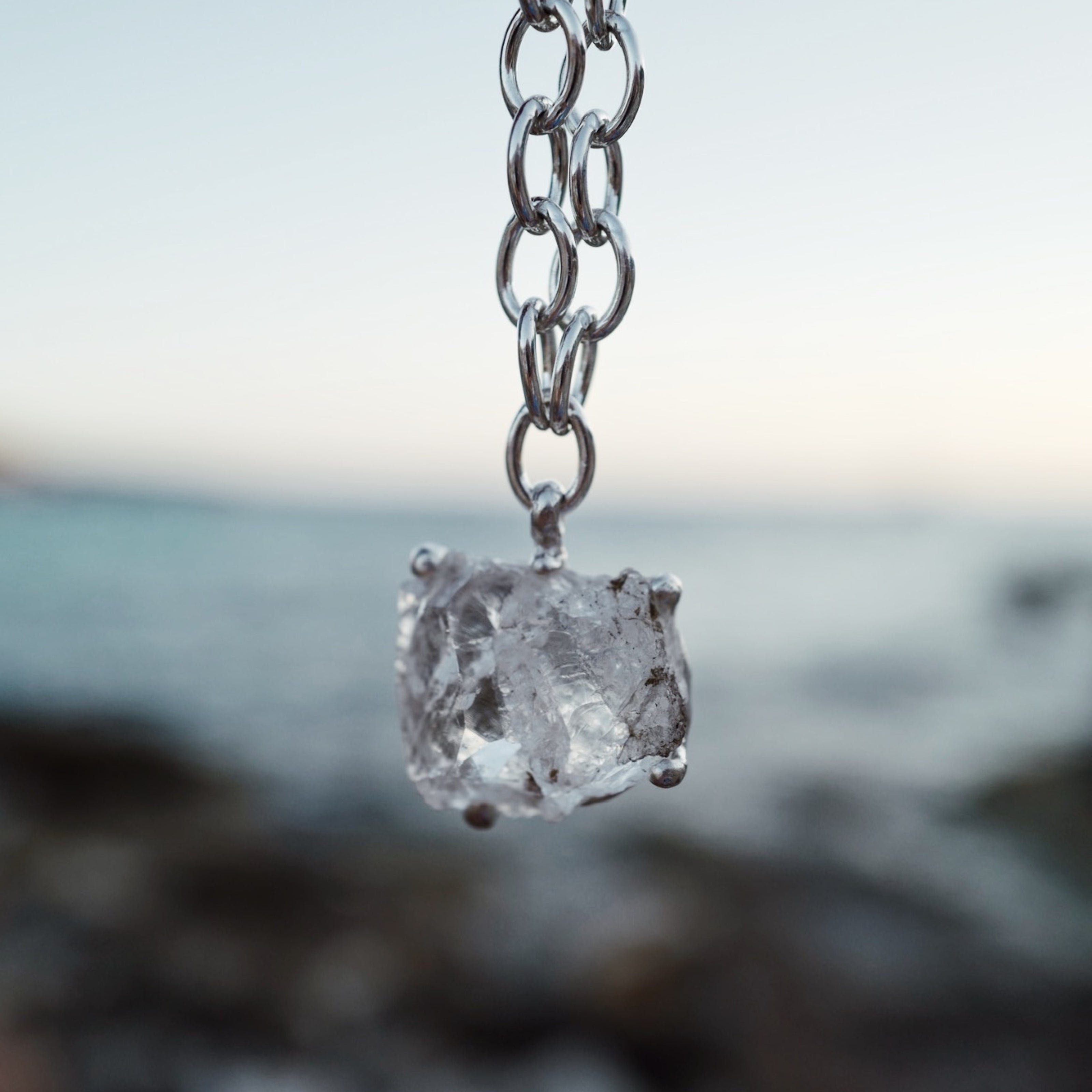 No.23 Silver Rock Crystal Pendant Sylt Chain Necklace