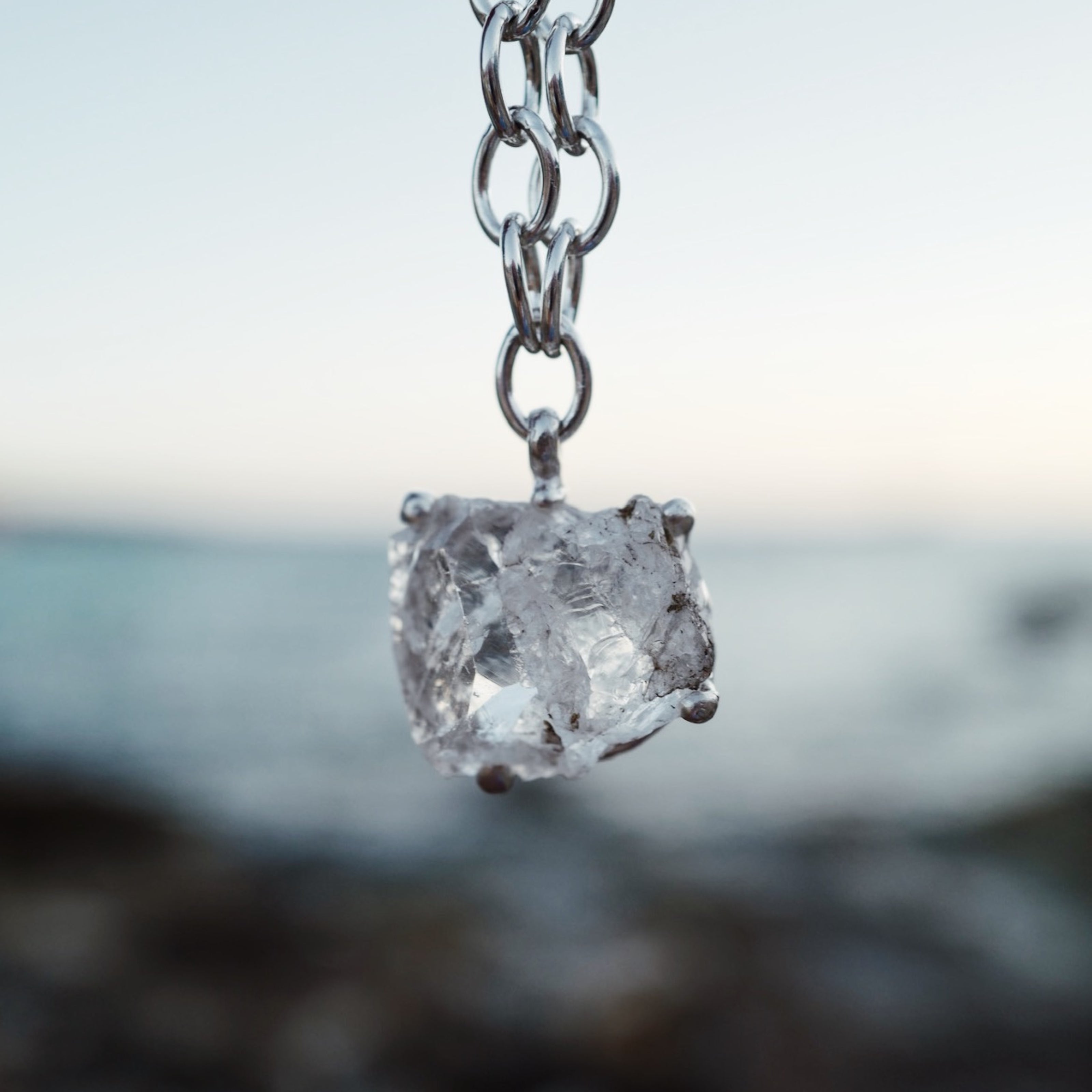 No.23 Silver Rock Crystal Pendant Sylt Chain Necklace