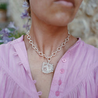 No.23 Silver Rock Crystal Pendant Sylt Chain Necklace