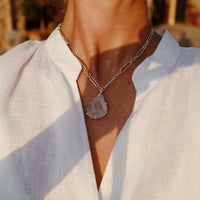 No.24 Silver Rock Crystal Pendant Necklace