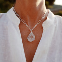 No.24 Silver Rock Crystal Pendant Necklace