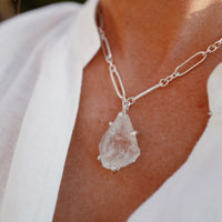 No.24 Silver Rock Crystal Pendant Necklace