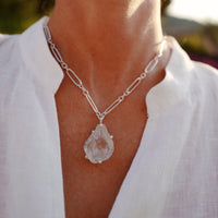 No.24 Silver Rock Crystal Pendant Necklace