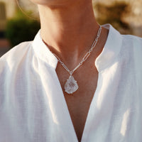 No.24 Silver Rock Crystal Pendant Necklace