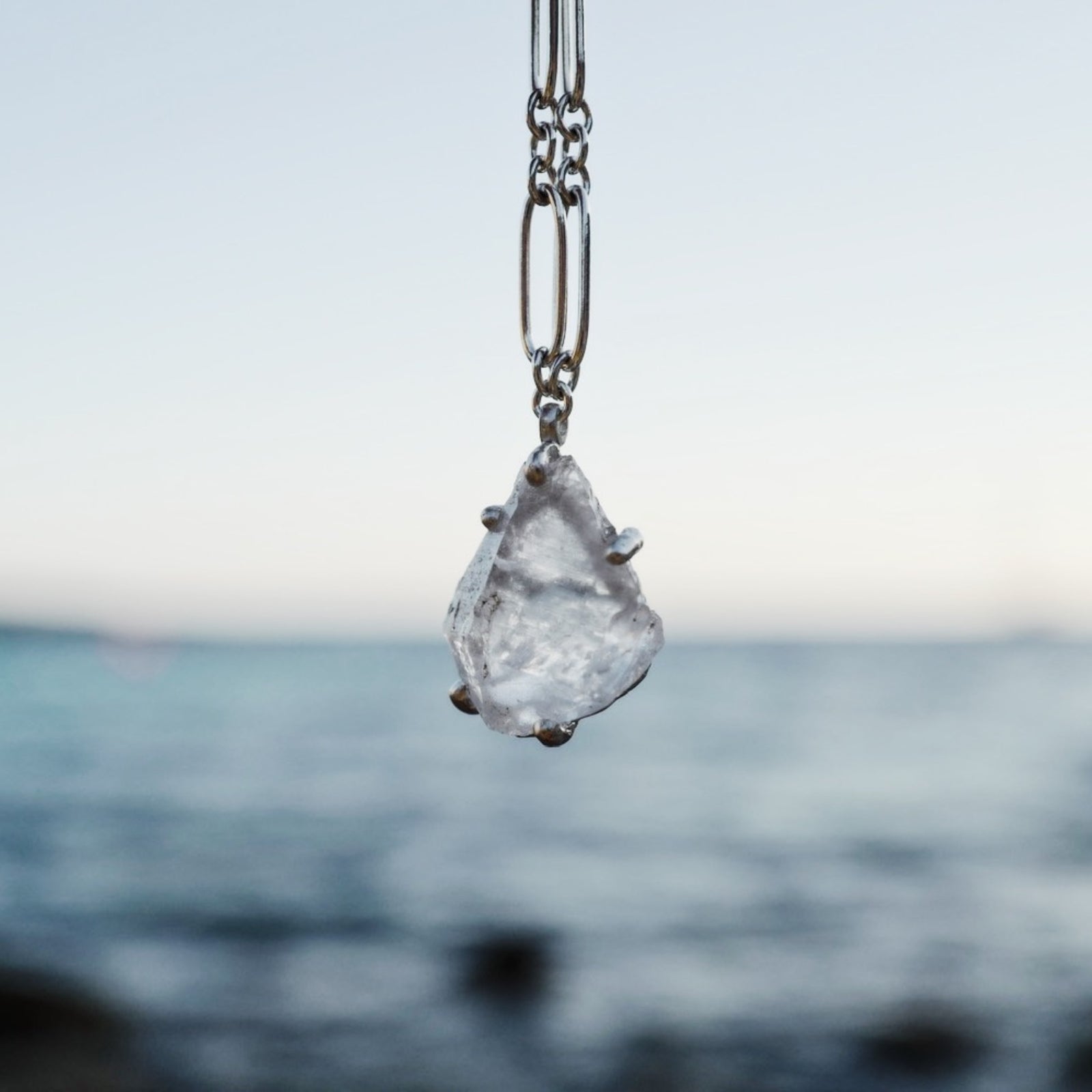 No.24 Silver Rock Crystal Pendant Necklace