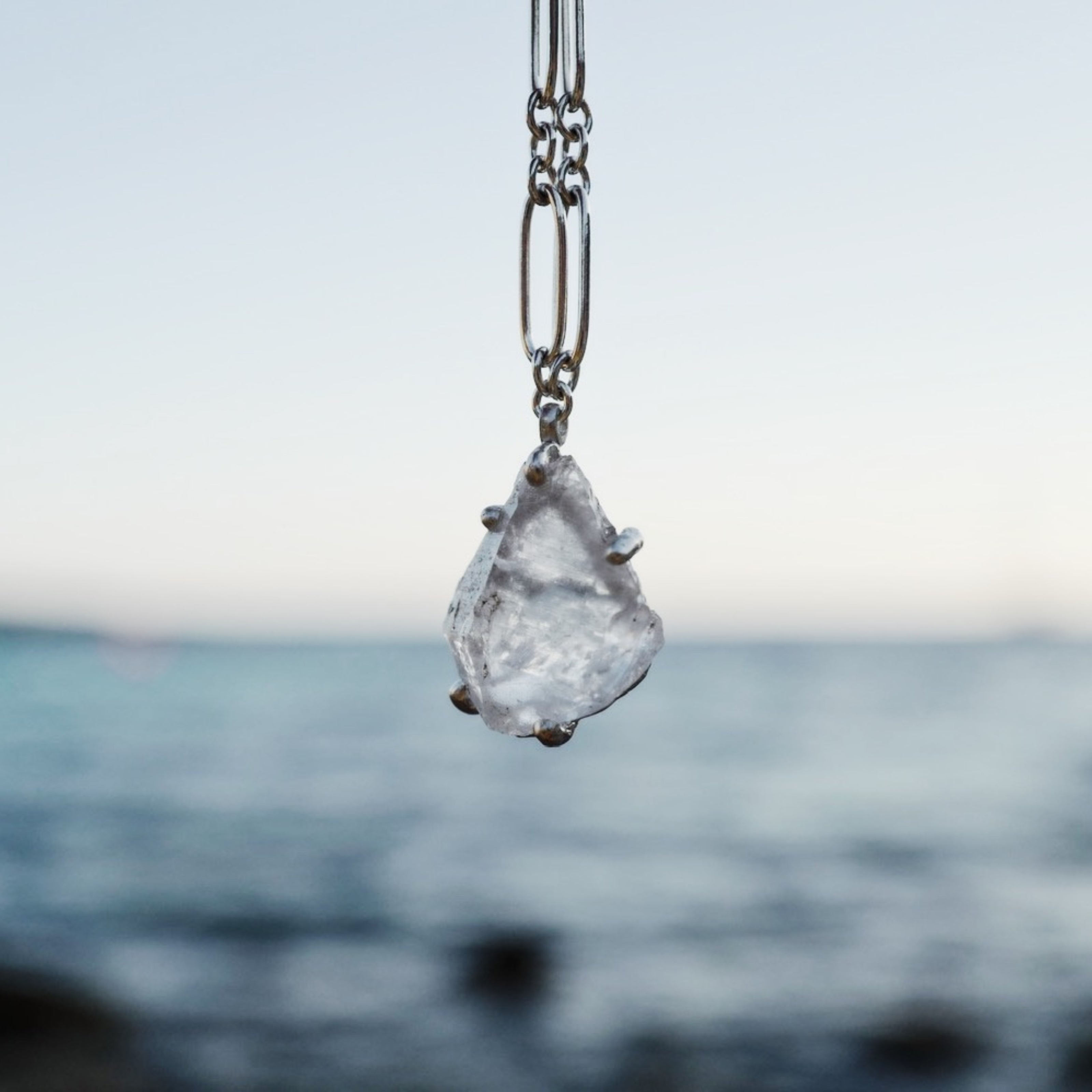 No.24 Silver Rock Crystal Pendant Necklace