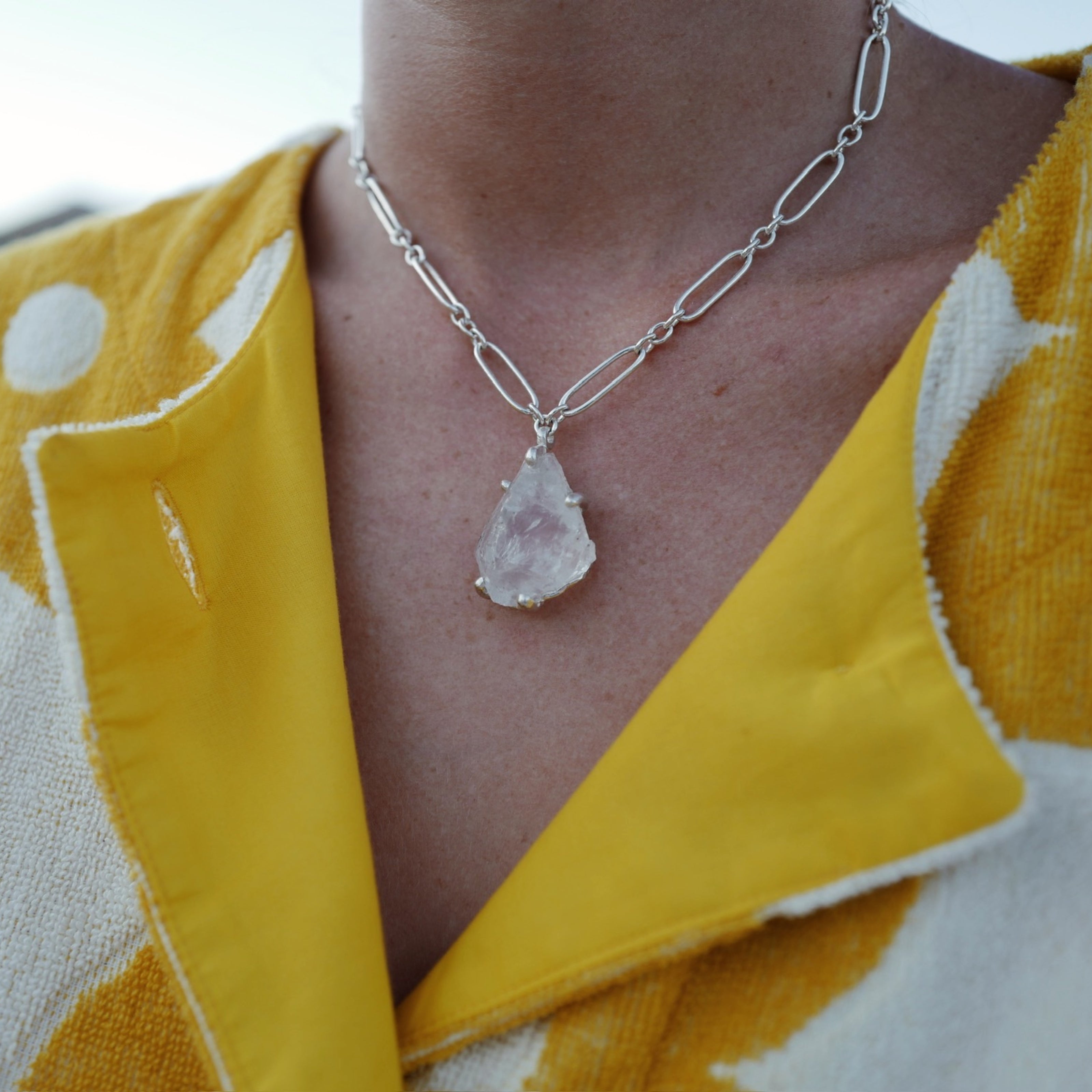 No.24 Silver Rock Crystal Pendant Necklace