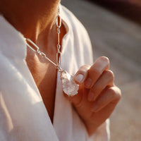 No.24 Silver Rock Crystal Pendant Necklace
