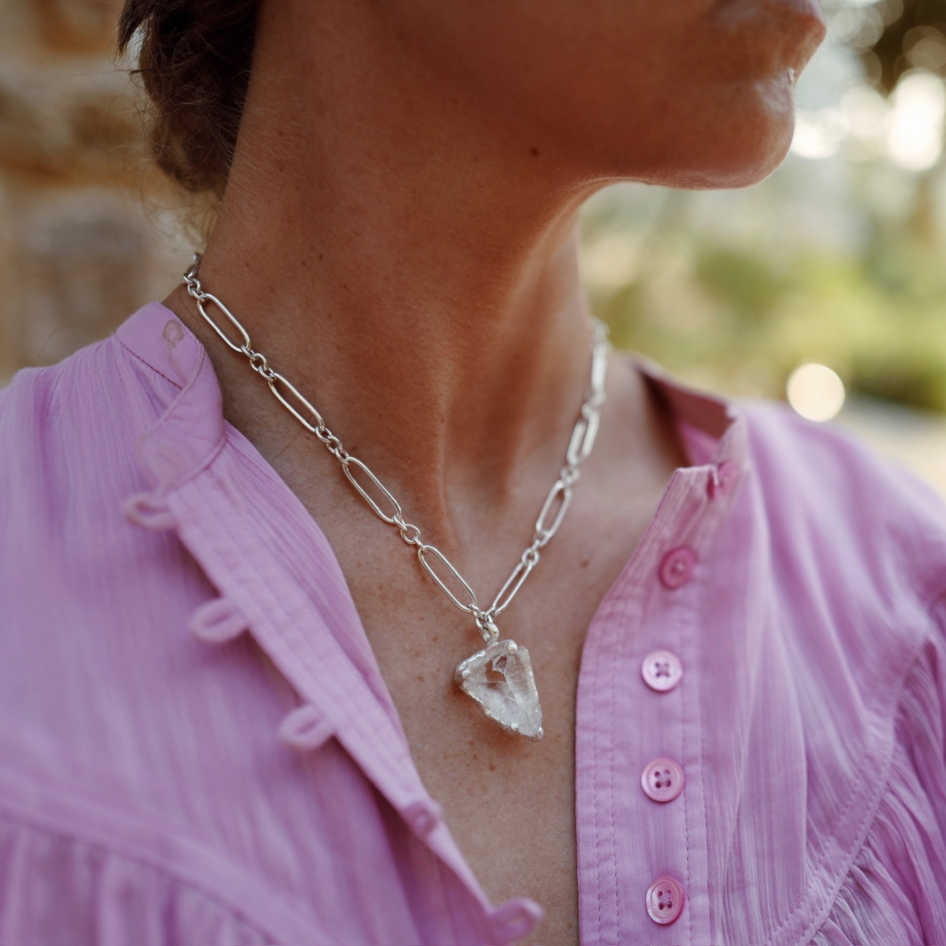 No.26 Silver Rock Crystal Pendant Necklace