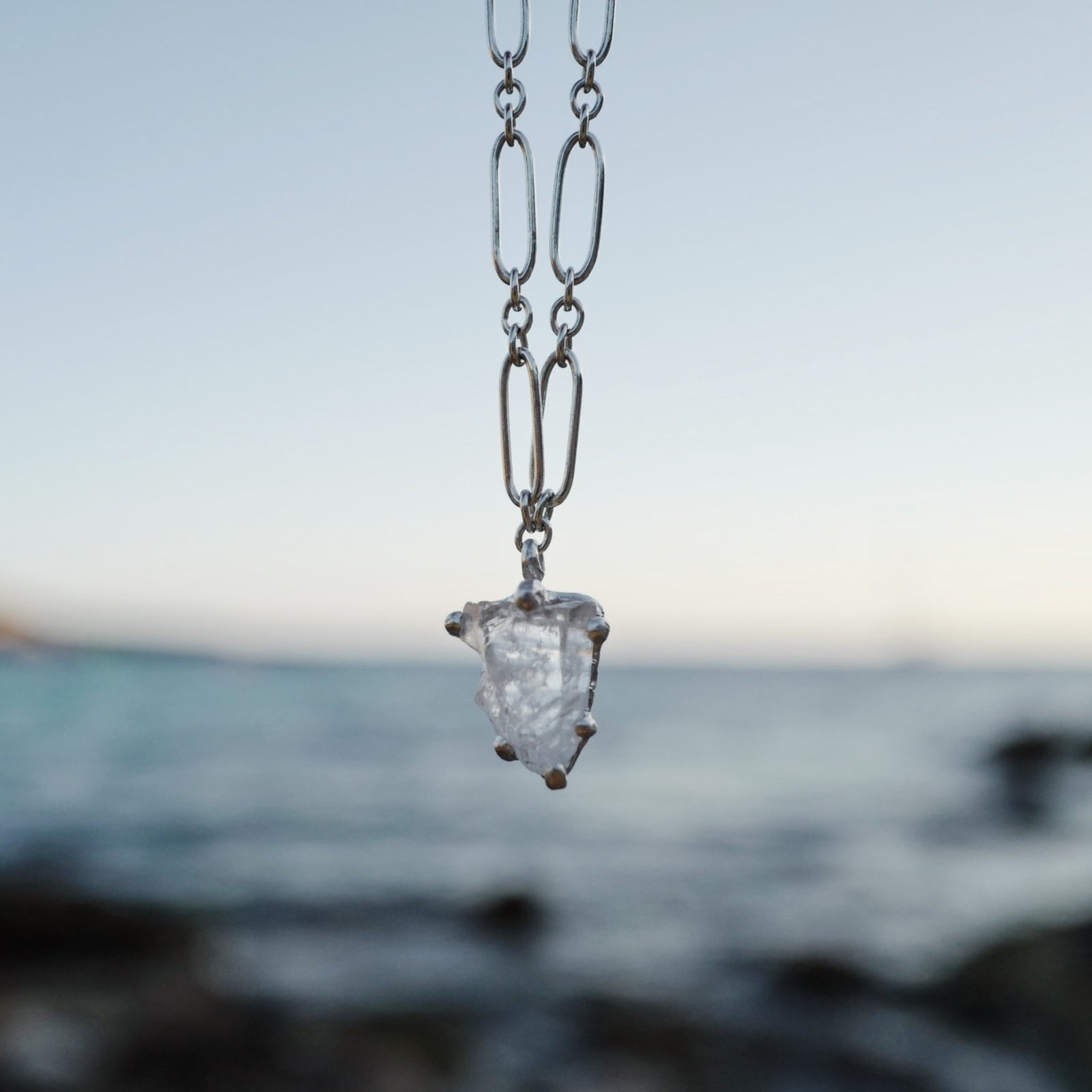 No.26 Silver Rock Crystal Pendant Necklace