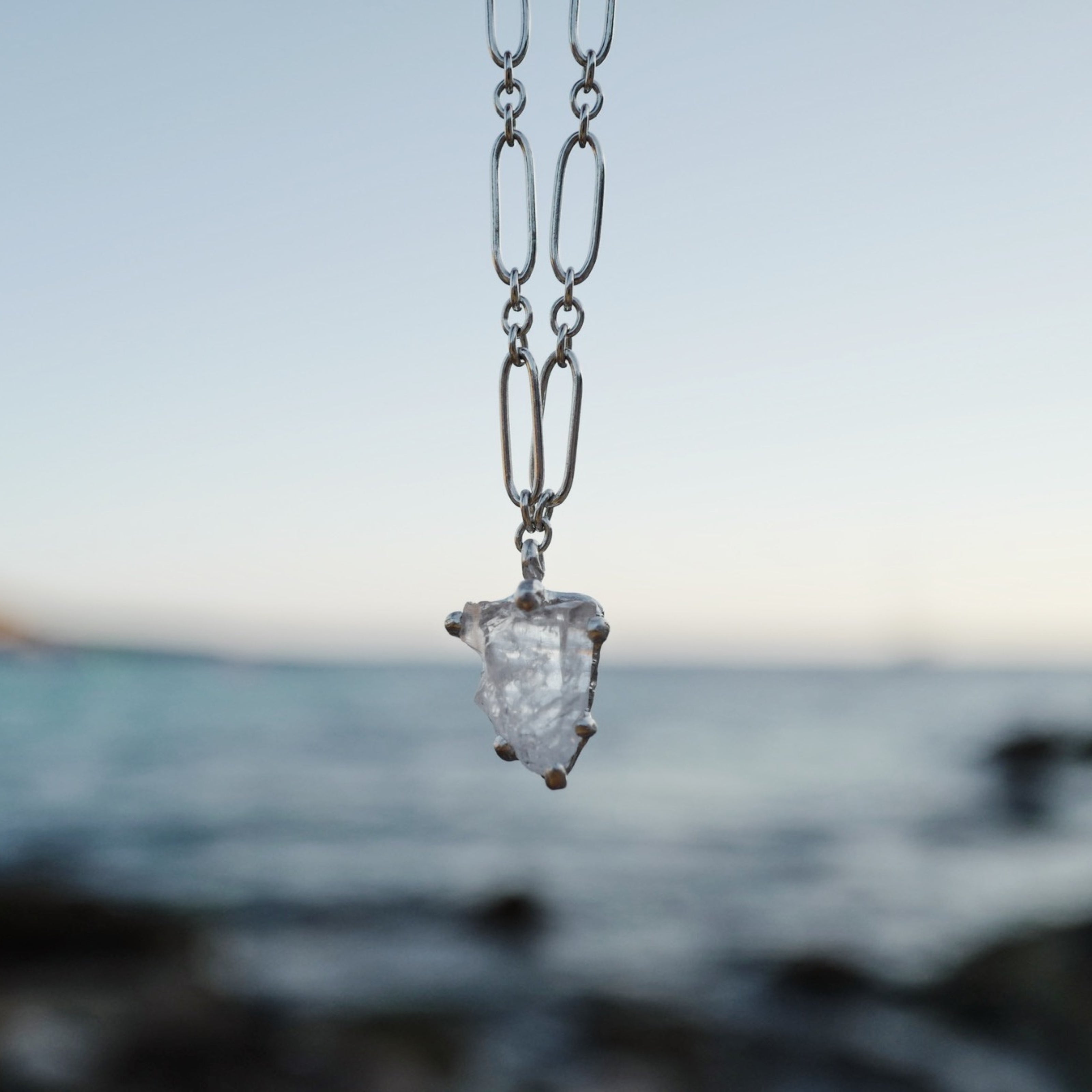 No.26 Silver Rock Crystal Pendant Necklace