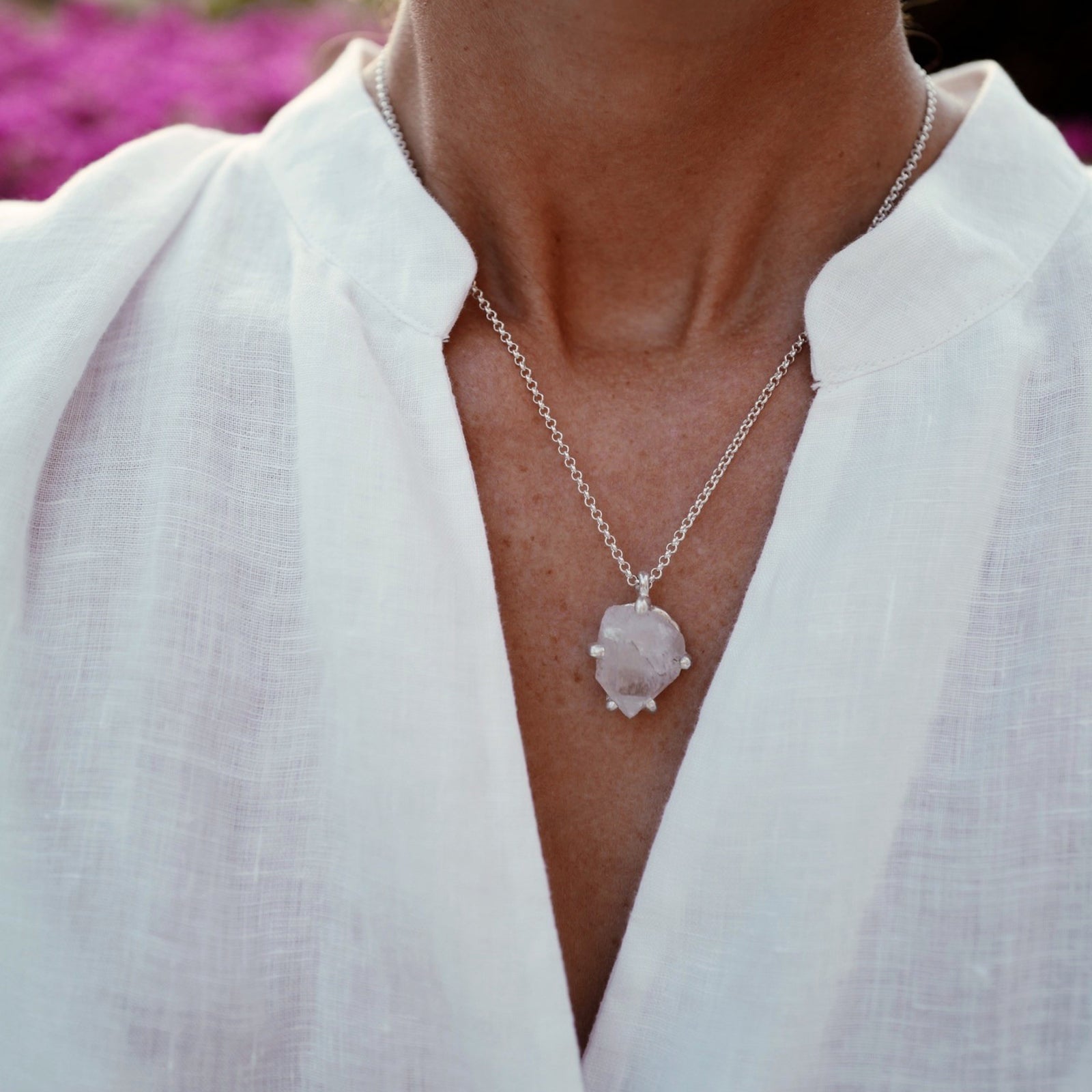 No.29 Silver Rock Crystal Pendant Necklace