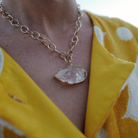 No.2 Gold Rock Crystal Pendant Handmade Chain Necklace