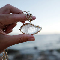 No.2 Gold Rock Crystal Pendant Handmade Chain Necklace