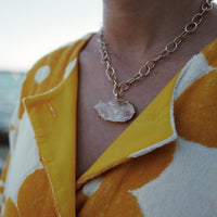 No.2 Gold Rock Crystal Pendant Handmade Chain Necklace