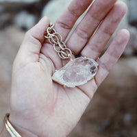 No.2 Gold Rock Crystal Pendant Handmade Chain Necklace