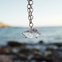 No.2 Gold Rock Crystal Pendant Handmade Chain Necklace