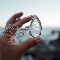 No.2 Gold Rock Crystal Pendant Handmade Chain Necklace