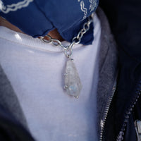 No.27 Silver Rock Crystal Pendant Sylt Chain Necklace