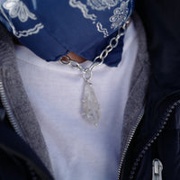 No.27 Silver Rock Crystal Pendant Sylt Chain Necklace